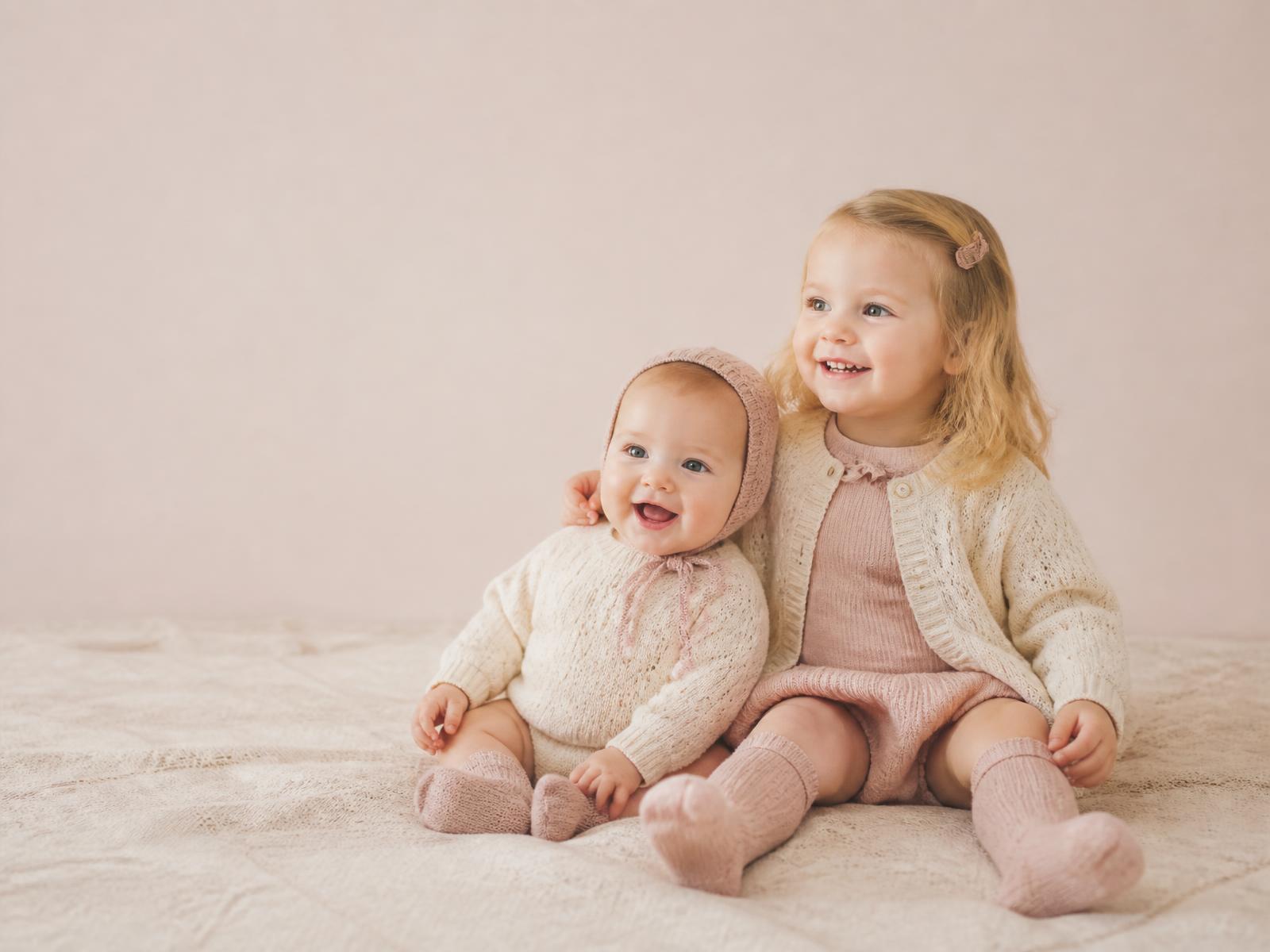رضيع وطفلة صغيرة يرتدون ملابس ناعمة من تشكيلة Happy Kids